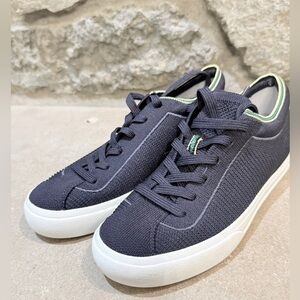 EUC Rothy's The Lace Up Sneaker Women's sz 5 Navy/Lime Knit Shoes